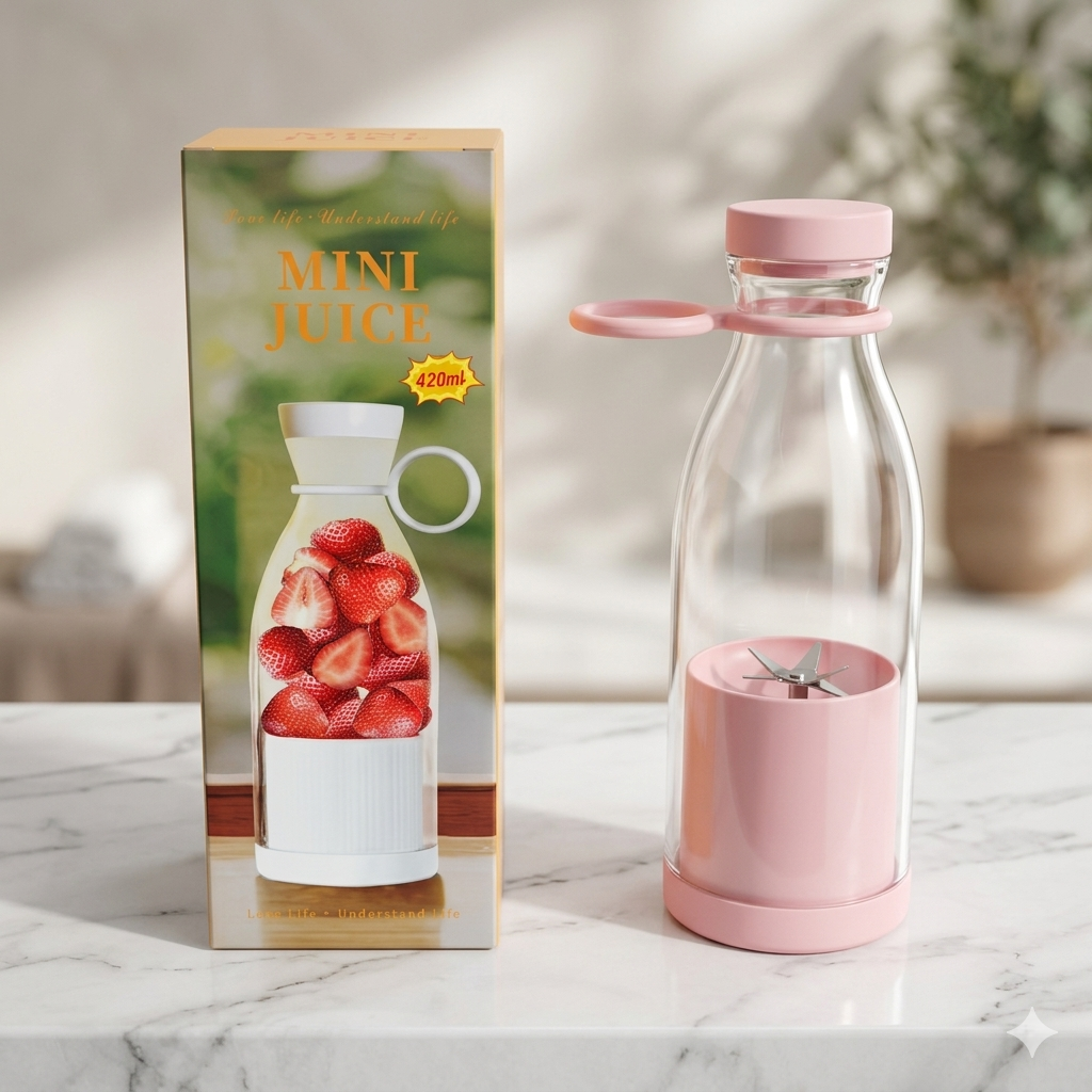 420Ml Electric Juicer Mini Wine Bottle Blender Fruit Mixers 6 Blades Charging Juicer Cup Small Household Portable Juicer Blender