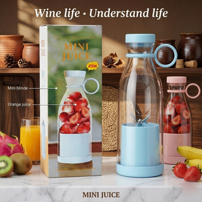 420Ml Electric Juicer Mini Wine Bottle Blender Fruit Mixers 6 Blades Charging Juicer Cup Small Household Portable Juicer Blender