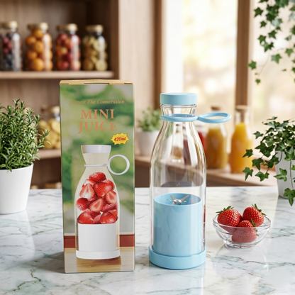 420Ml Electric Juicer Mini Wine Bottle Blender Fruit Mixers 6 Blades Charging Juicer Cup Small Household Portable Juicer Blender